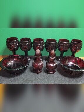 Vintage Avon 1876 Cape Cod Ruby Red Glass Set